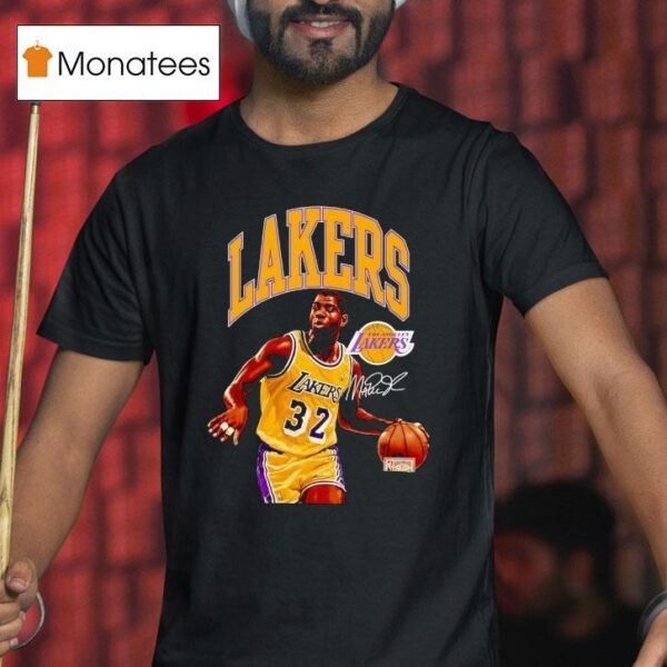 Magic Johnson Los Angeles Lakers Basketball Signature T Shirt