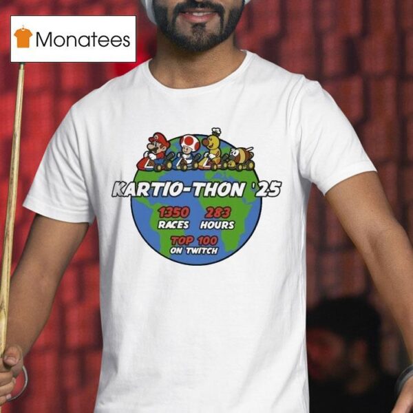 Super Mario Races Hours Top On Twitch Kartiothon T Shirt