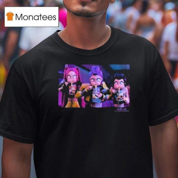 Kpop Demon Hunters Mira Rumi And Zoey Eating Ramen Angrily T Shirt