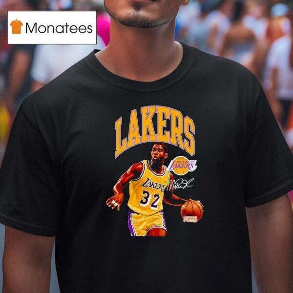 Magic Johnson Los Angeles Lakers Basketball Signature T Shirt