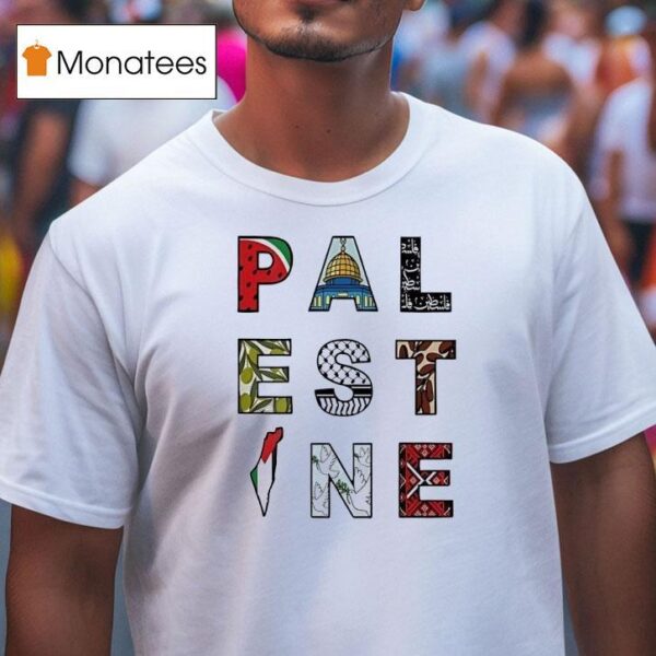 Palestine With Traditional Motifs T Shirt