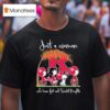 Snoopy The Peanuts Scarlet Knights Just A Woman Who Loves Fall And Scarlet Knights Walking T Shirt