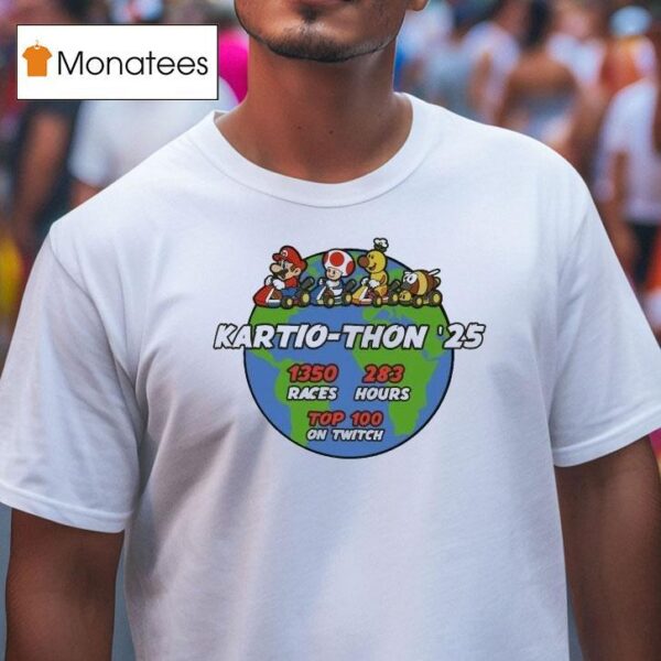 Super Mario Races Hours Top On Twitch Kartiothon T Shirt
