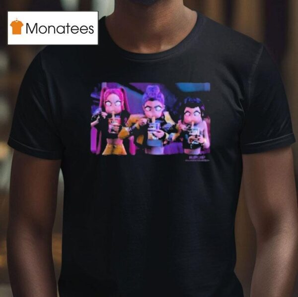 Kpop Demon Hunters Mira Rumi And Zoey Eating Ramen Angrily T Shirt