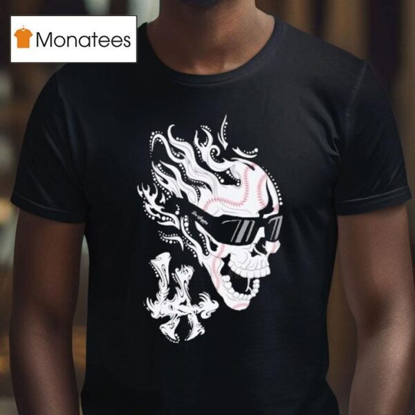 Los Angeles Dodgers Villains Bats And Bones Skull T Shirt