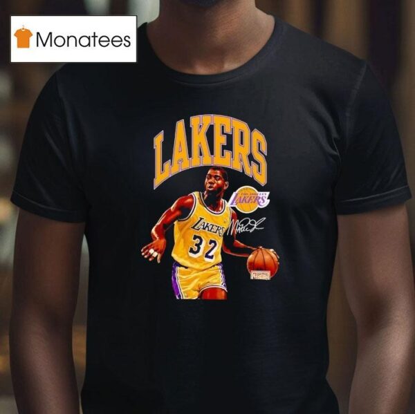 Magic Johnson Los Angeles Lakers Basketball Signature T Shirt