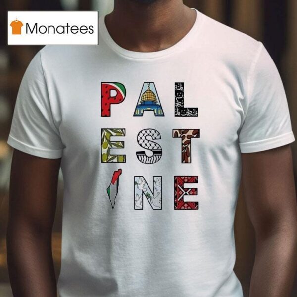 Palestine With Traditional Motifs T Shirt