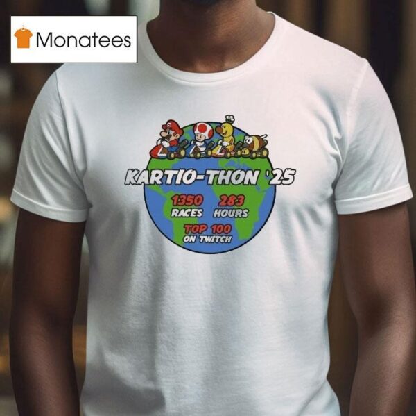 Super Mario Races Hours Top On Twitch Kartiothon T Shirt