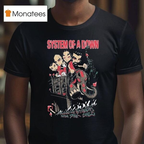 System Of A Down Metlife Stadium New York Tour Bridge Liberty Statue T Shirt