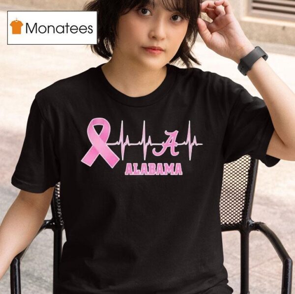 Alabama Heartbeat Pink Ribbon Breast Cancer T Shirt