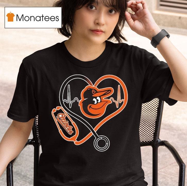  Baltimore Orioles Caring Hearts Nurse T Shirt