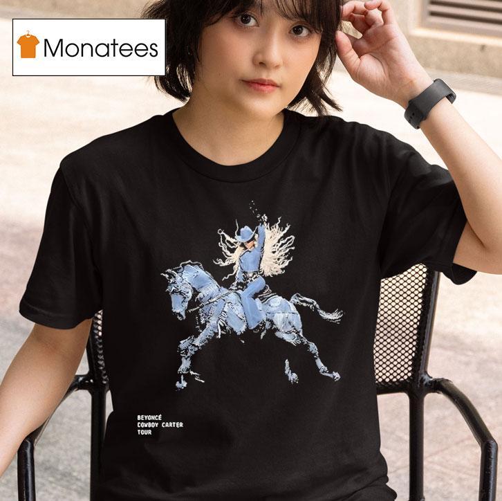  Beyonce Cowboy Carter Tour  Denim Horse T Shirt