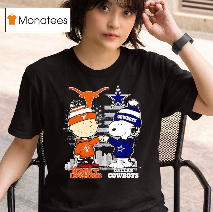  Charlie Brown Dallas Cowboys Vs Snoopy Texas Longhorns City Skyline T Shirt