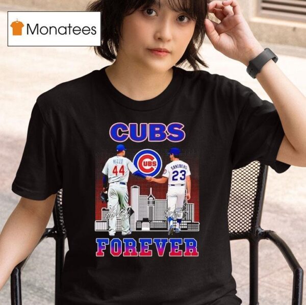 Chicago Cubs City Skyline Rizzo And Sandberg Forever Signatures T Shirt