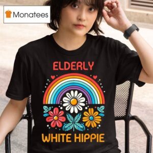 Elderly White Hippie Rainbow T Shirt