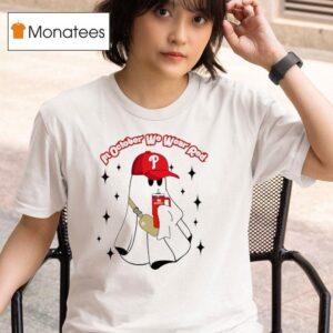 Ghost In October We Wear Red Philadelphia Phillies Halloween T Shirt