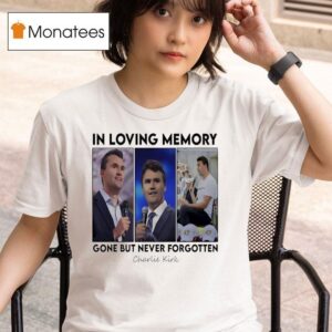In Loving Memory Gone But Never Forgotten Charlie Kirk Photos T Shirt