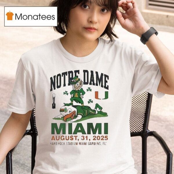 Notre Dame Vs Miami Hurricanes Hard Rock Stadium Miami Gardens Fl T Shirt