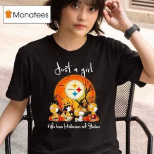 Peanuts Just A Girl Who Loves Halloween And Pittsburgh Slers T Shirt