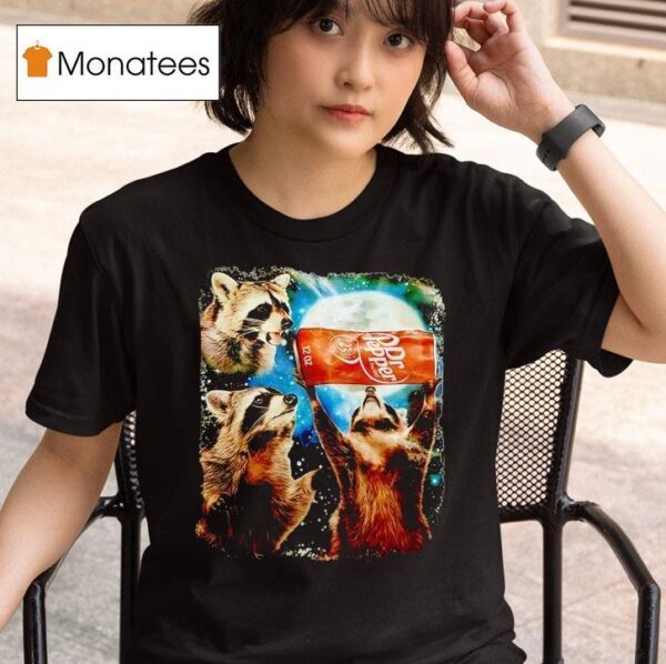 Raccoon With Dr Pepper Under Moon T Shirt