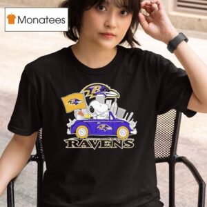 Snoopy And Woodstock Baltimore Ravens City Skyline T Shirt