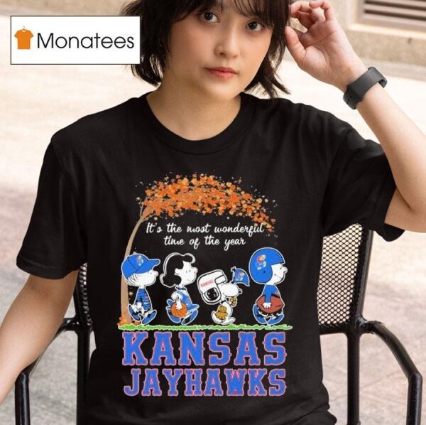 Snoopy The Peanuts Kansas Jayhawks It S The Most Wonderful Time Of The Year T Shirt
