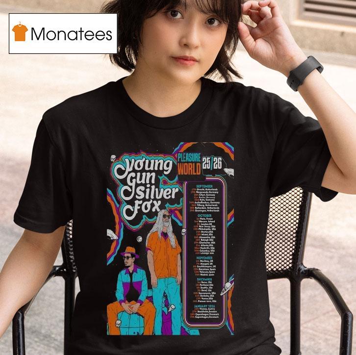  Young Gun Silver Fox Pleasure World Fall Tour  Dates T Shirt