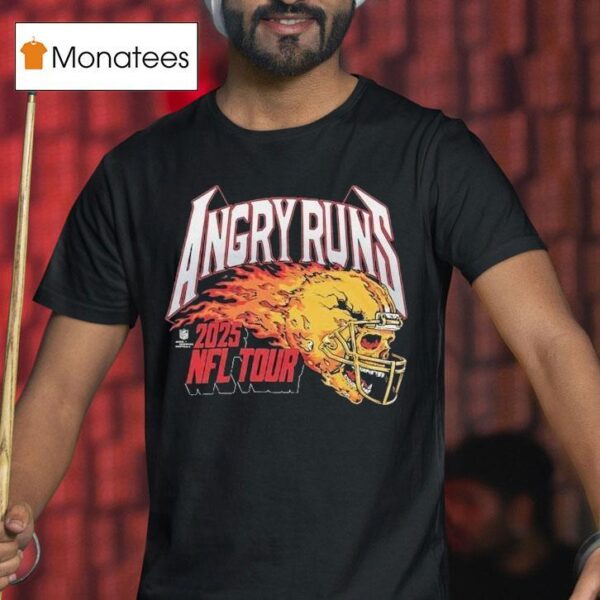 Angry Runs Nfl Tour Helmet Skull Flames T Shirt