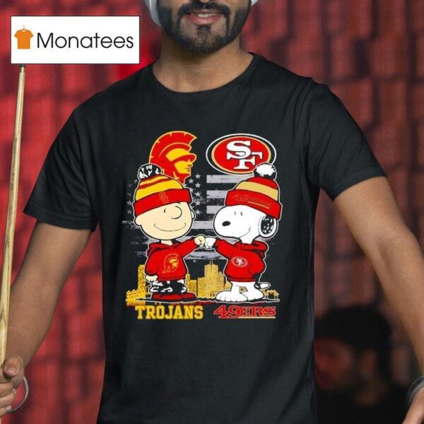 Charlie Brown San Francisco Ers Vs Snoopy Usc Trojans City Skyline T Shirt