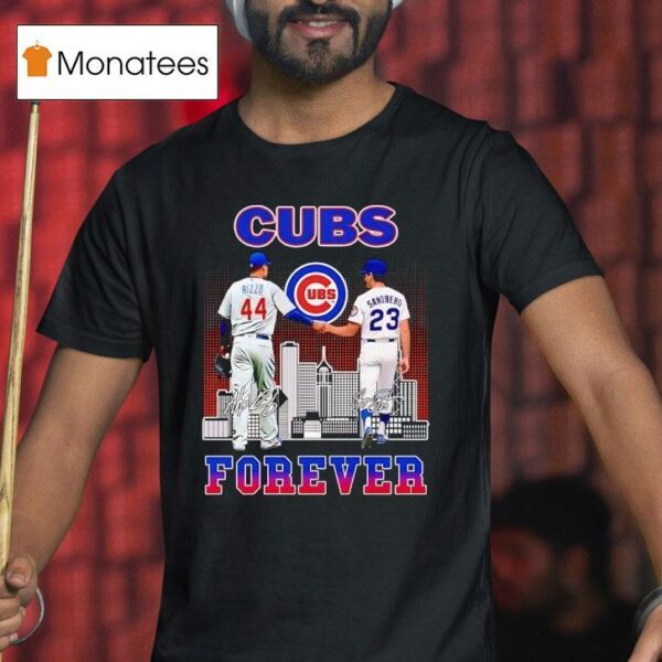 Chicago Cubs City Skyline Rizzo And Sandberg Forever Signatures T Shirt
