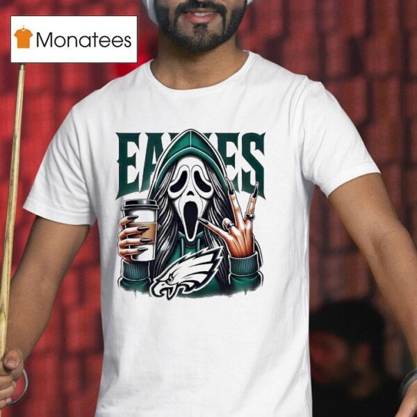 Ghostface Drinking Coffee Philadelphia Eagles T Shirt