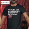 Heroes Get Remembered But Rynos Never Die Ryne Sandberg Chicago Cubs T Shirt