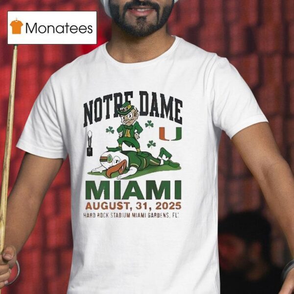 Notre Dame Vs Miami Hurricanes Hard Rock Stadium Miami Gardens Fl T Shirt