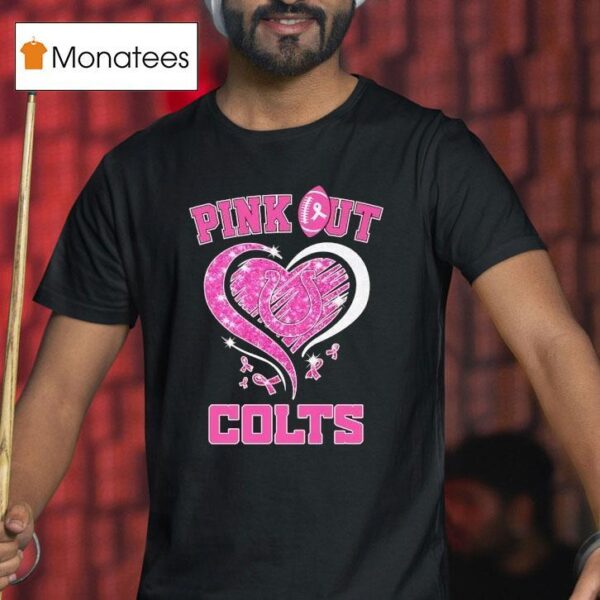 Pink Out Indianapolis Colts Football Heart Awareness T Shirt