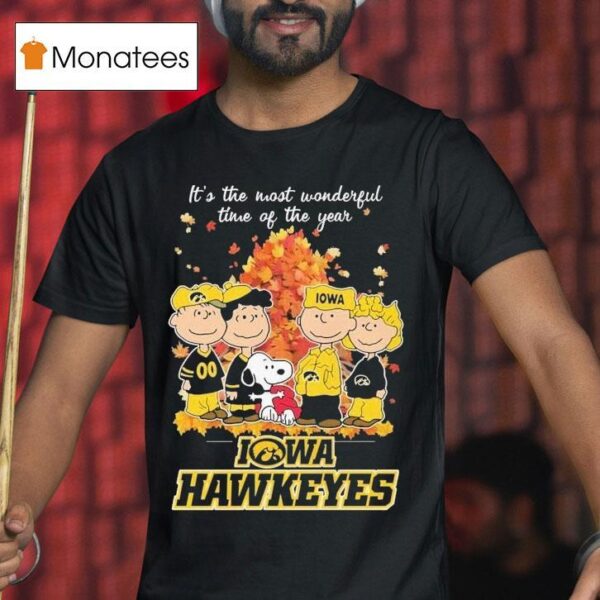 Snoopy And Friends The Peanuts Iowa Hawkeyes It S The Most Wonderful Time Of The Year T Shirt