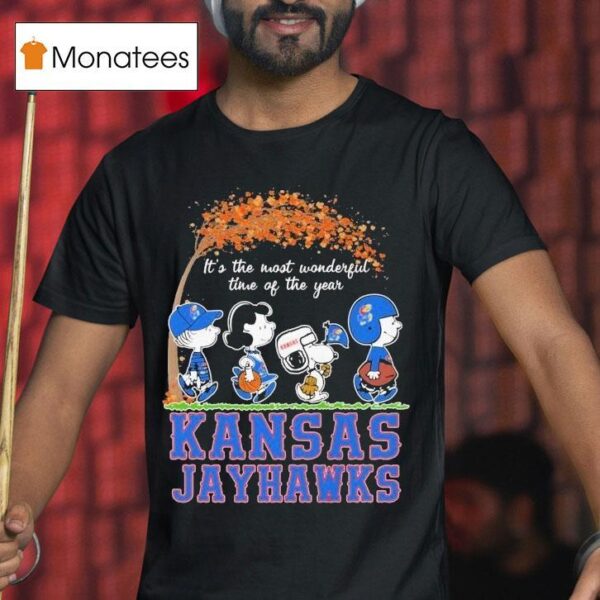 Snoopy The Peanuts Kansas Jayhawks It S The Most Wonderful Time Of The Year T Shirt