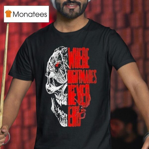 Where Nightmares Never End Knott S Scary Farm Spider Skull T Shirt