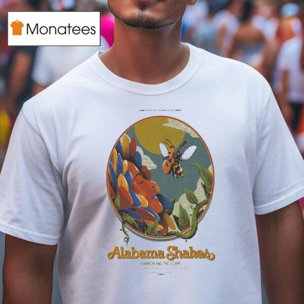 Alabama Shakes Shannon And The Clams Tour Berkeley Ca Bee Guitar T Shirt
