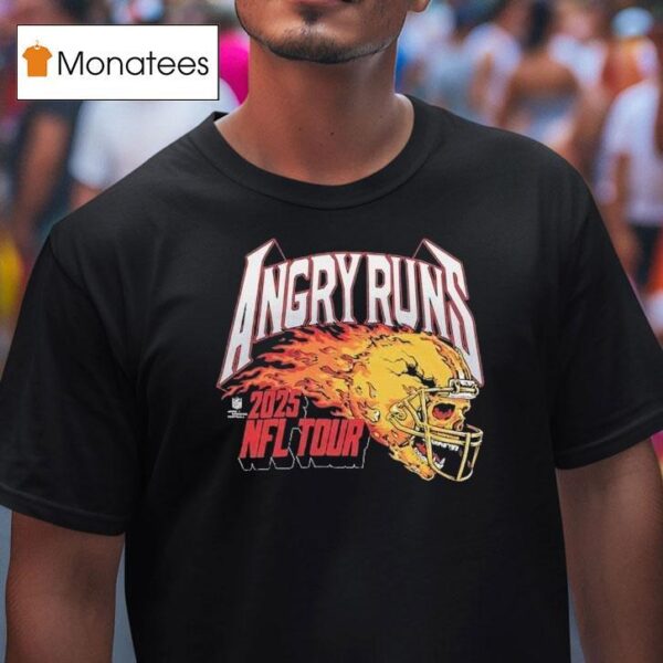 Angry Runs Nfl Tour Helmet Skull Flames T Shirt