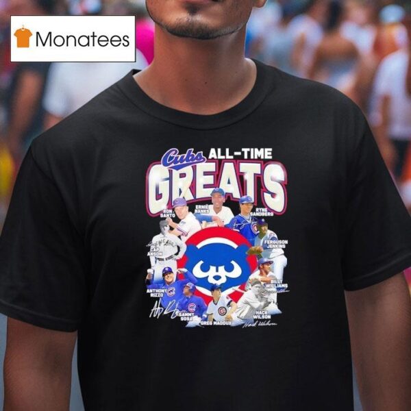 Chicago Cubs All Time Greats Legends Signatures T Shirt