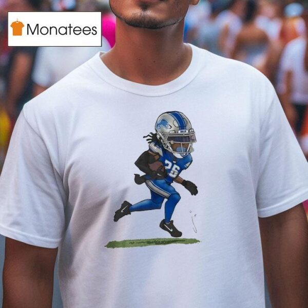 Jahmyr Gibbs Detroit Lions Fooyball Cartoon T Shirt