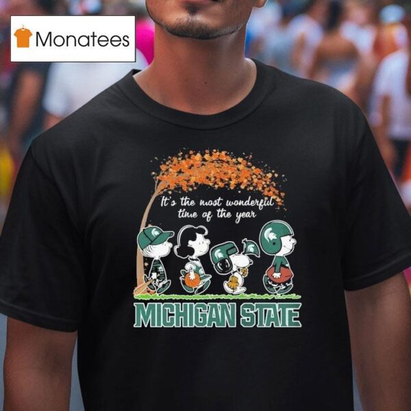 Michigan State Spartans Snoopy The Peanuts It S The Most Wonderful Time Of The Year T Shirt
