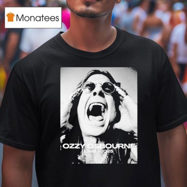 Ozzy Osbourne Screaming Portrait Black And White T Shirt