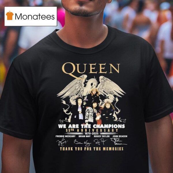 Queen We Are The Champions Th Anniversary Thank You For The Memories Signatures T Shirt