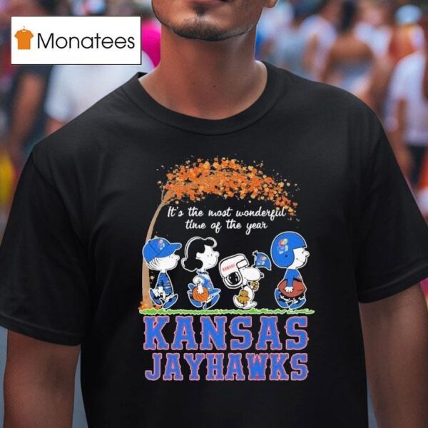 Snoopy The Peanuts Kansas Jayhawks It S The Most Wonderful Time Of The Year T Shirt