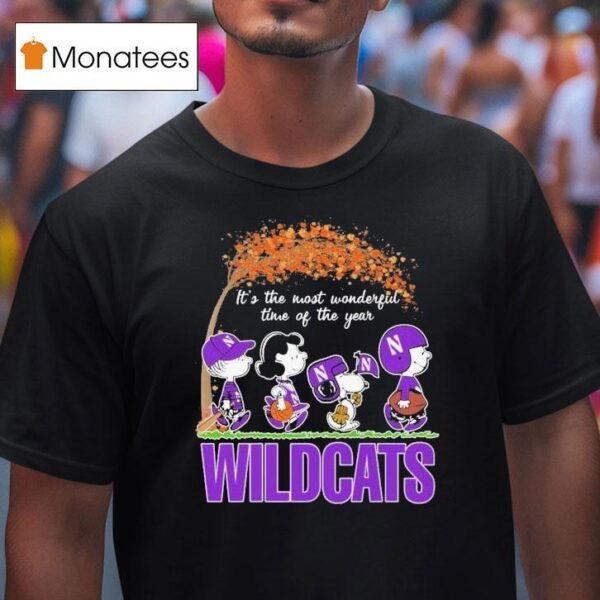 Snoopy The Peanuts Northwestern Wildcats It S The Most Wonderful Time Of The Year T Shirt