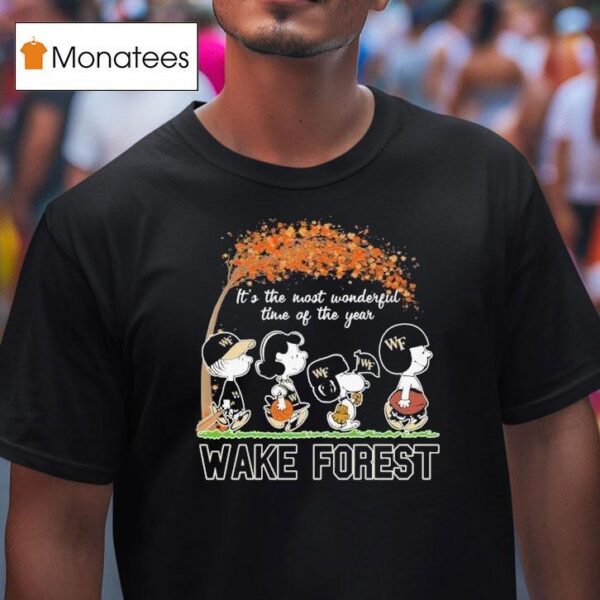 Snoopy The Peanuts Wake Forest Demon Deacons It S The Most Wonderful Time Of The Year T Shirt