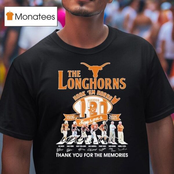 The Texas Longhorns Th Anniversary Season Hook Em Horns Thank You For The Memories Abbey Road Signatures T Shirt