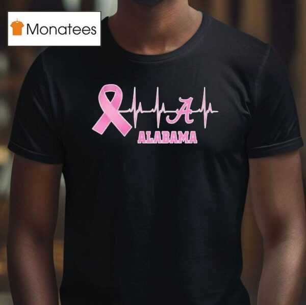 Alabama Heartbeat Pink Ribbon Breast Cancer T Shirt