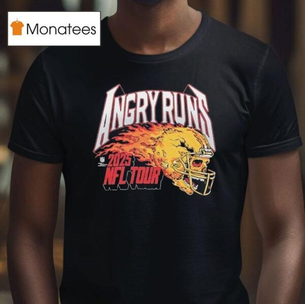Angry Runs Nfl Tour Helmet Skull Flames T Shirt